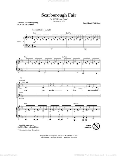 Emerson - Scarborough Fair sheet music for choir (SATB: soprano, alto ...