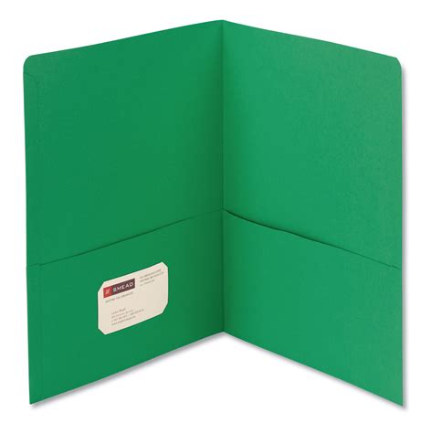 Smead Two-Pocket Folder, 100-Sheet Capacity, Green, 25/Box | OfficeSupply.com