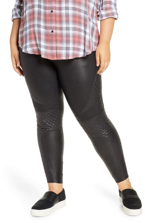 SPANX® Quilted Faux Leather Leggings (Plus Size) | Nordstrom