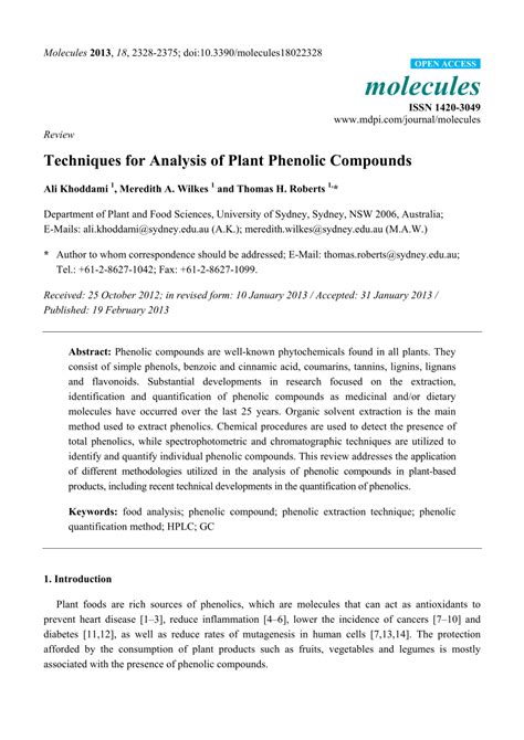 (PDF) Techniques for Analysis of Plant Phenolic Compounds