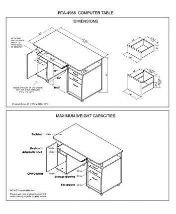 two diagrams showing the different parts of a computer desk with ...