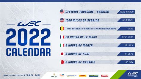 WEC: 2022 calendar revealed | Federation Internationale de l'Automobile