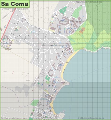 Large detailed map of Sa Coma - Ontheworldmap.com