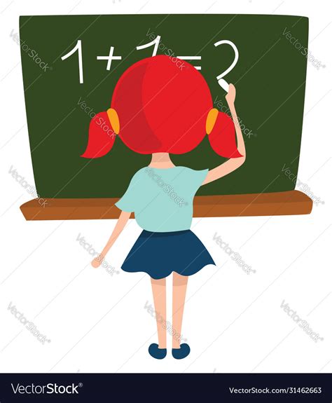 Girl doing math on white background Royalty Free Vector