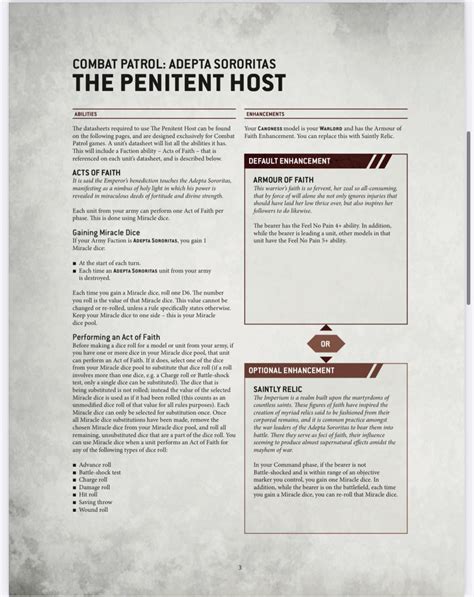 SoB combat patrol rules/datasheets : r/sistersofbattle