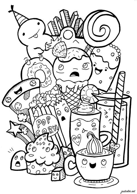 ️Food Doodle Coloring Pages Free Download| Goodimg.co