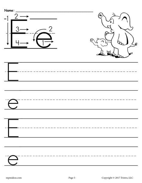 FREE Printable Letter E Handwriting Worksheet! – SupplyMe