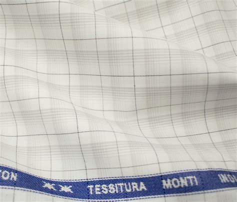 Tessitura Monti Men's Giza Cotton Checks Unstitched Shirting Fabric ...