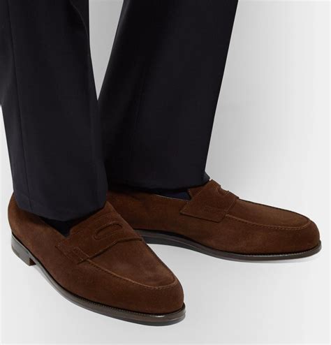 John Lobb Lopez Suede Penny Loafers in Dark Brown (Brown) for Men - Lyst