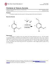 Vanillin - Chem 2540 Callam/Paul AU 2017 SYNTHESIS OF VANILLYL ALCOHOL DIGITAL LABORATORY REPORT ...