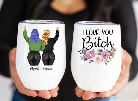 Personalized Best Friends Wine Tumbler Custom Wine Tumbler I Love You Bitch Best Friend ...