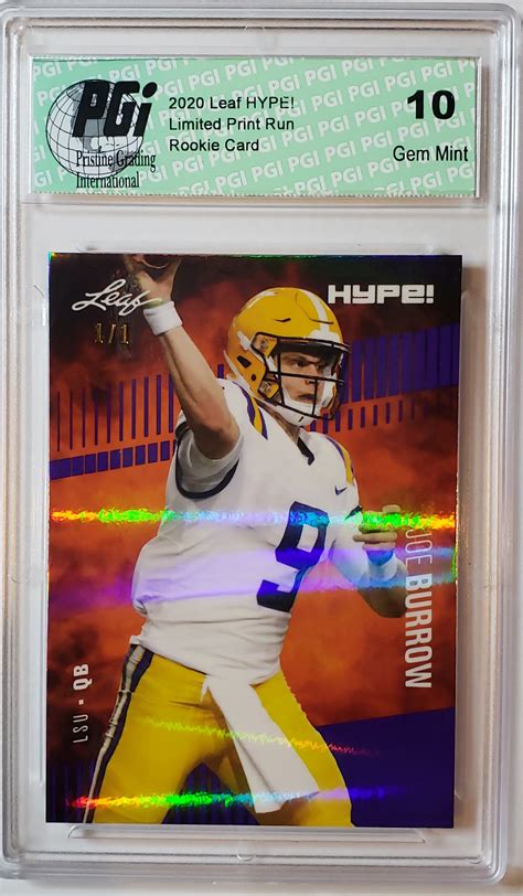 Joe Burrow 2020 Leaf HYPE! #30A Purple Shimmer 1/1 Rookie Card PGI 10 - Walmart.com - Walmart.com