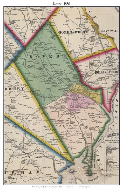 Dover, New Hampshire 1856 Old Town Map Custom Print - Strafford Co ...