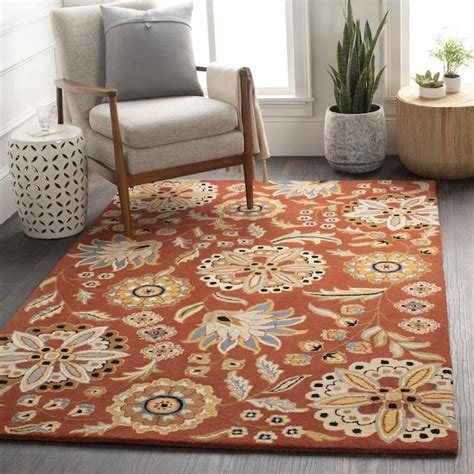 Surya Athena Burnt Orange Indoor Handcrafted Area Rug (Common: 8 x 10; Actual: 90-ft W x 114-ft ...