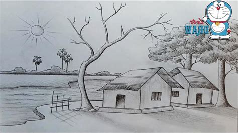 Pencil Easy Scenery Drawing For Kids - Drawing with pencil is an art ...