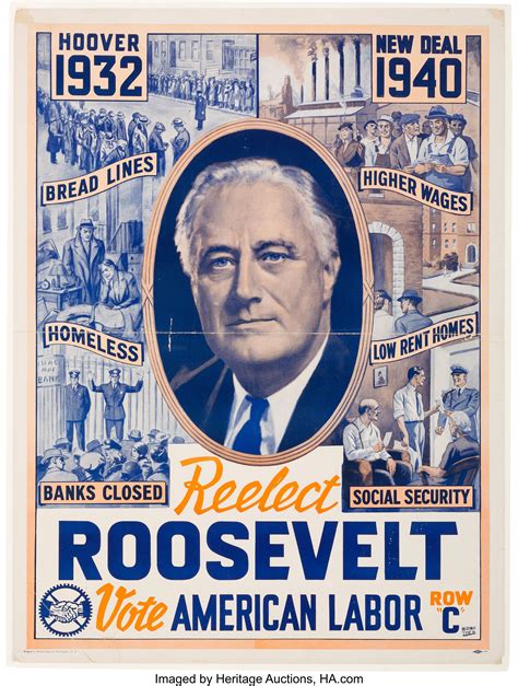 Franklin D. Roosevelt: 1940 Re-Elect Roosevelt Vote American Labor | Lot #43362 | Heritage Auctions