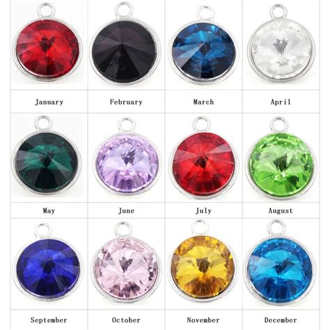 2018 Silver Color Birthstone Crystal 12 Months Birthstone Charms ...