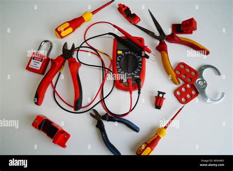 Electrical Wiring Tools - Electrical Tools And Equipment On House Circuit Diagram Stock Photo ...