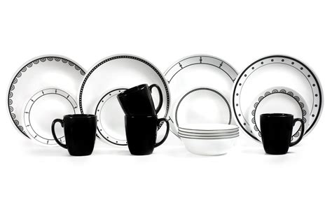 Corelle Classic 16-Piece Black & White Mix and Match Dinnerware Set - Walmart.com | Black ...