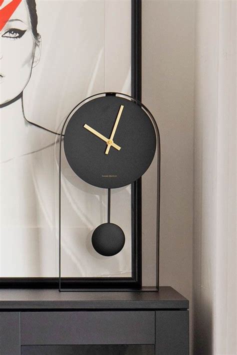 Modern Black & Brass Pendulum Clock | Rockett St George | Clock, Pendulum clock, Pendulum wall clock