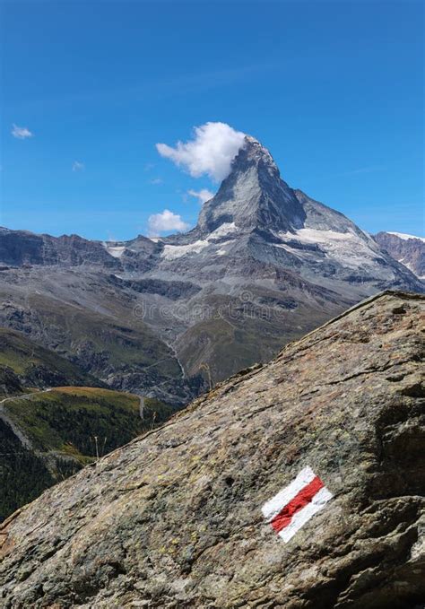 Matterhorn with Hiking Trails Mark of Red and White Bars As More ...