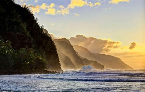 kee beach sunset na pali coastline north coast kauai hawaii HD Wallpaper | Kauai hawaii, Beach ...