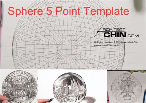 Sphere 5 Point Perspective Grid Printable Template Sphere | Etsy in ...