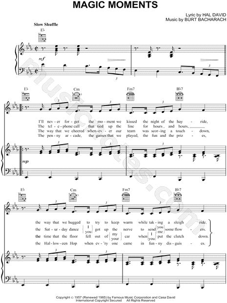 Perry Como "Magic Moments" Sheet Music in Eb Major - Download & Print ...