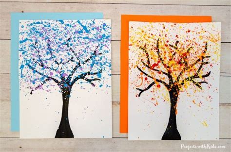 Jackson Pollock Inspired Splatter Painting for Kids | Fall tree painting, Autumn painting ...