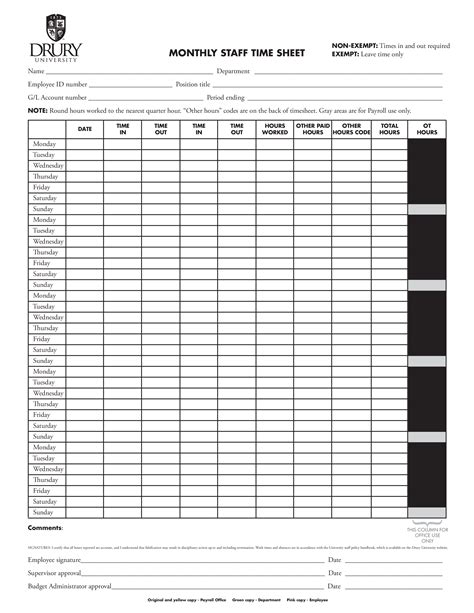 Monthly Staff Timesheet | Templates at allbusinesstemplates.com