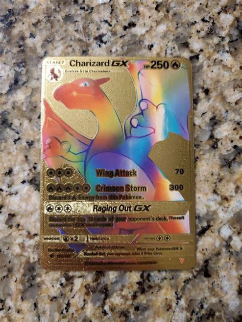 Mavin | Rainbow Charizard GX - Gold Metal Charizard Pokemon Card