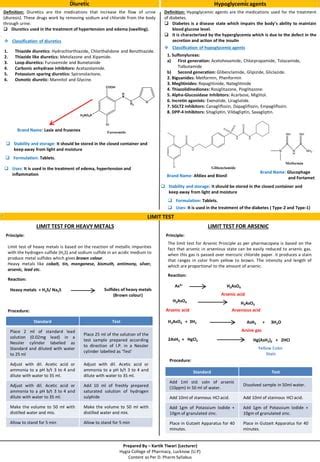 Diuretic, Hypoglycemic and Limit test of Heavy metals and Arsenic.-1.pdf | Free Download