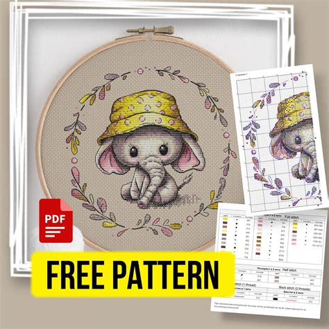 Free cross stitch pattern with a cute small elephant designed by ...