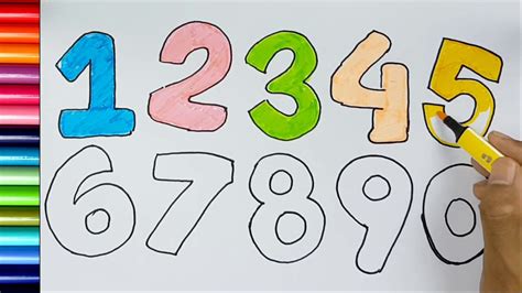 Drawing 123 Numbers and Coloring Page for Kids | Learning Number Drawing and Color it - YouTube