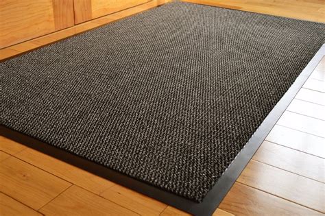 FunkyBuys® Barrier Mat Large Grey/Black Door Mat Rubber Backed Medium Runner Barrier Mats Rug ...