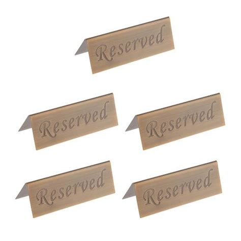 Generic 5 Pack Rustic Reserved Table Sign - Bronze Reserved Signs ...