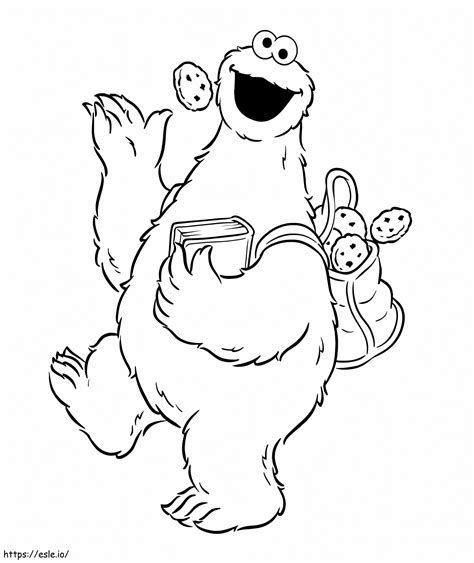 Cookie Monster Goes To School coloring page