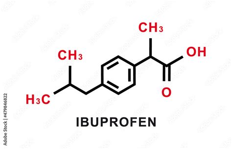 Ibuprofen chemical formula. Ibuprofen chemical molecular structure. Vector illustration Stock ...