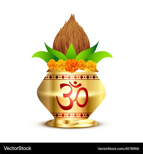 Pooja kalash Royalty Free Vector Image - VectorStock