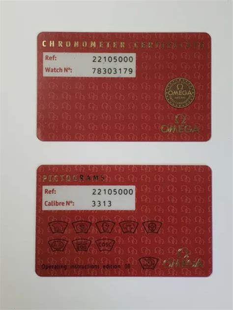 OMEGA CHRONOMETER CERTIFICATE And Pictograms Card Set 2210.50 Cal 3313 ...