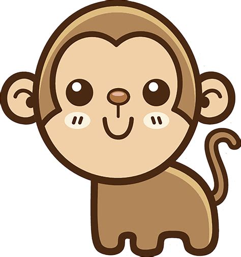 Cute Simple Kawaii Animal Cartoon Icon - Monkey Vinyl Decal Sticker – Shinobi Stickers