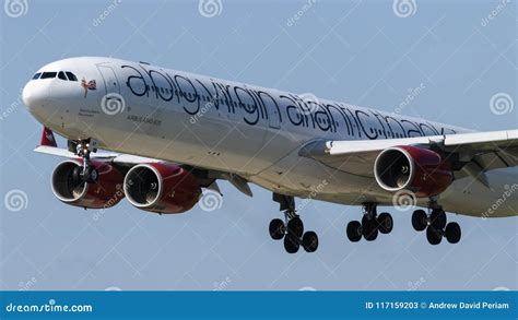 Virgin Atlantic Airbus A340 Landing Editorial Stock Photo - Image of ...