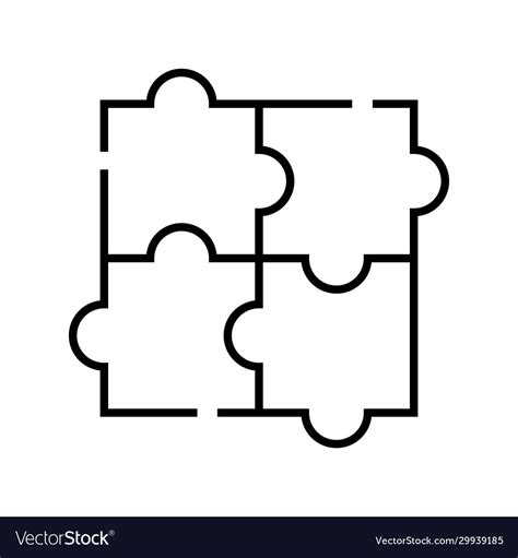 Teamwork puzzle line icon concept sign outline Vector Image