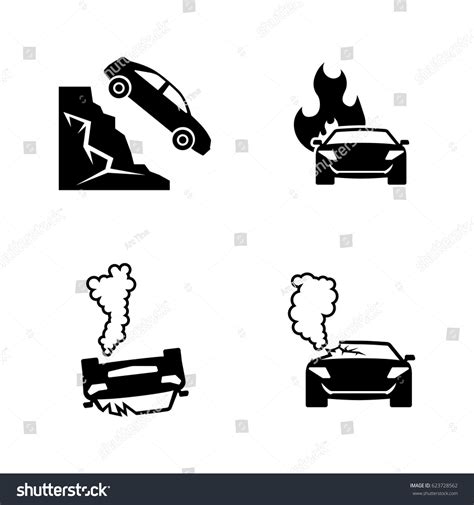 Road Accident Simple Related Vector Icons Stock Vector (Royalty Free ...