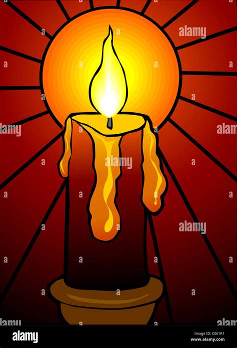 Digital painting of a burning candle in colour background. The artist ...