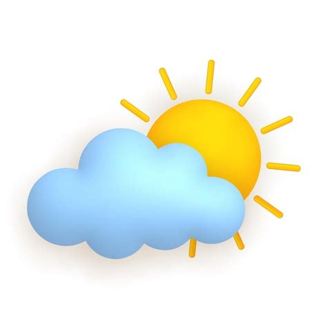 Premium Vector | Cloudy sun behind cloud Cute weather realistic icon 3d ...