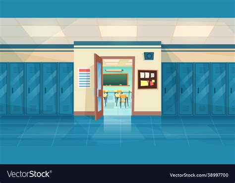 Empty school corridor Royalty Free Vector Image