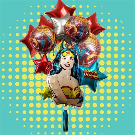 Wonder Woman Balloon Bouquet - Latex Free - PropUp Studio