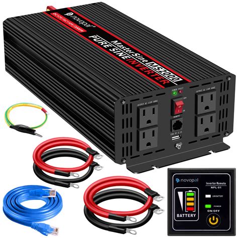 Power Inverter Pure Sine Wave 2000w 12V DC to 110v 120v AC Converter 4 AC Outlets Car Inverter ...