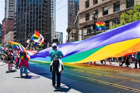 Rainbow Flag Blowing in the Wind, LGBTQ Pride Month, San Francisco ...